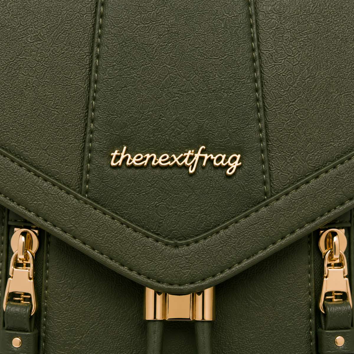 thenextfrag Structured Faux Leather Backpack – Olive Green