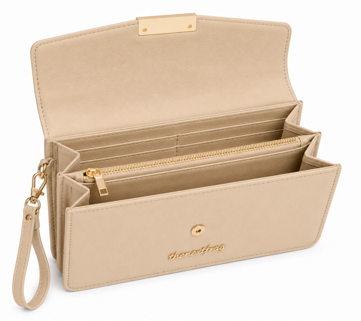 thenextfrag Classic Envelope Wristlet Clutch – Beige