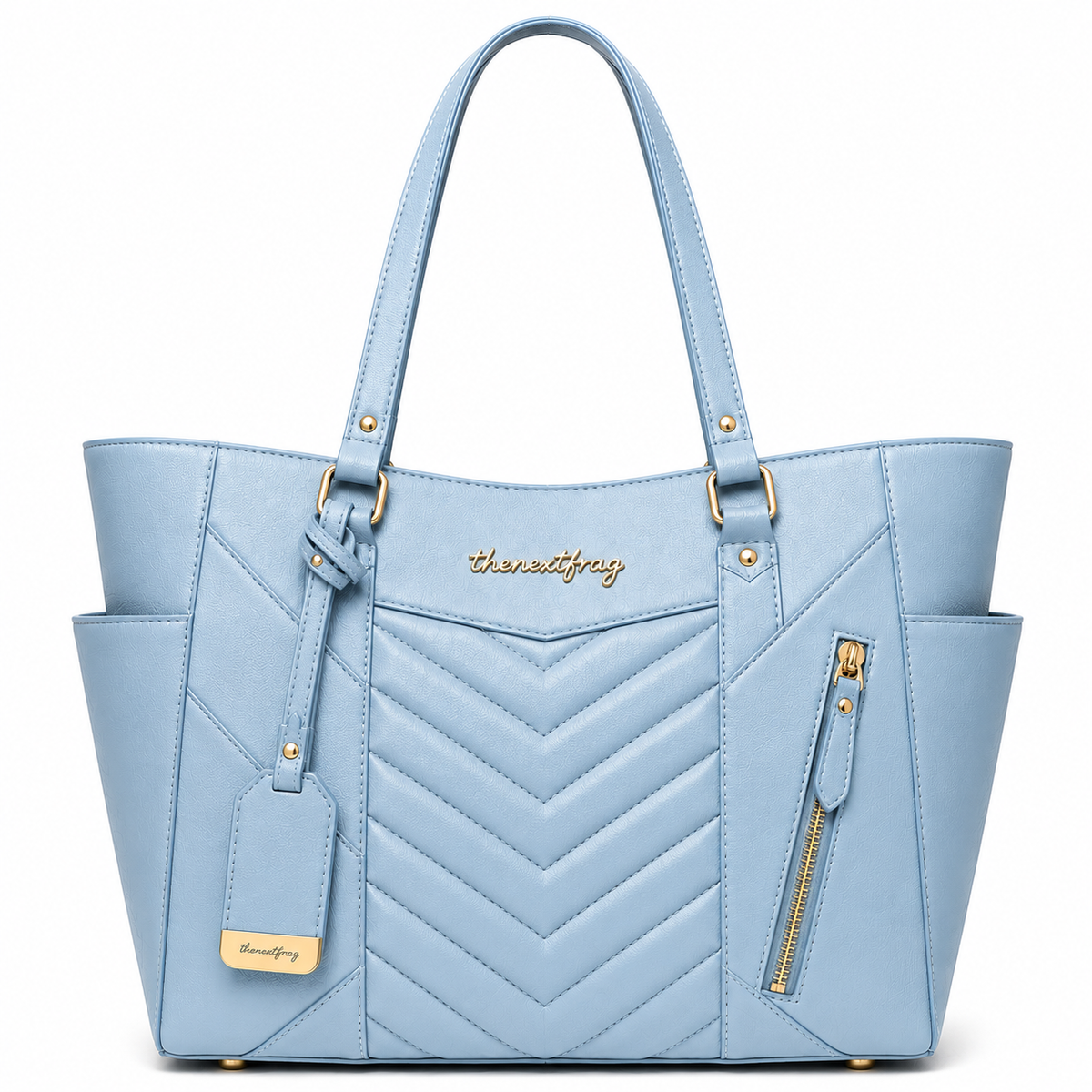 thenextfrag Chevron Quilted Tote Bag – Sky Blue