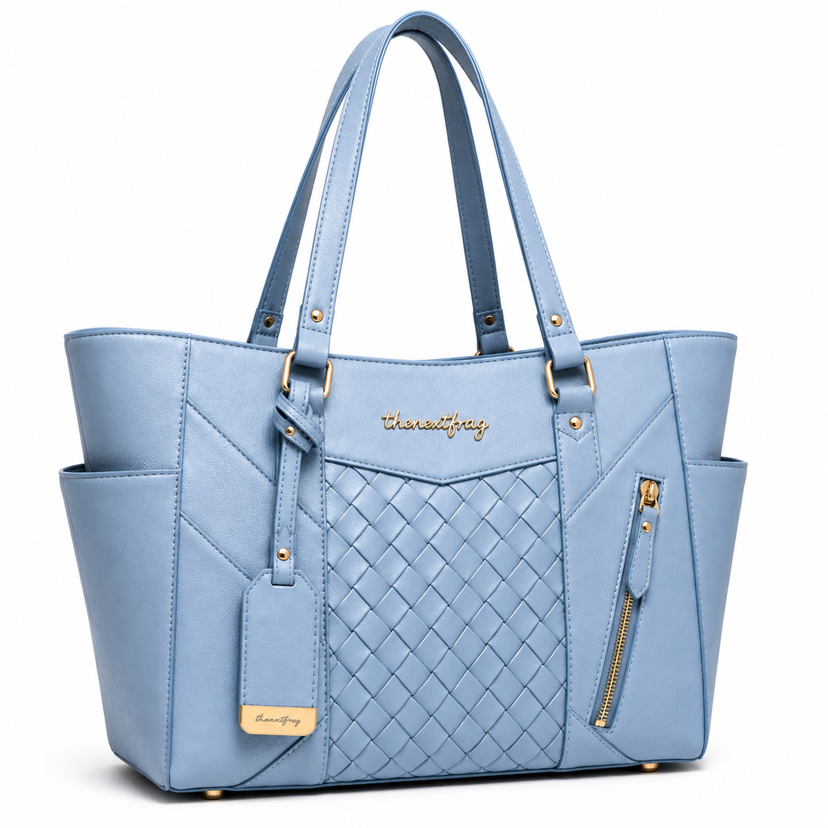 thenextfrag Chevron Quilted Tote Bag – Sky Blue