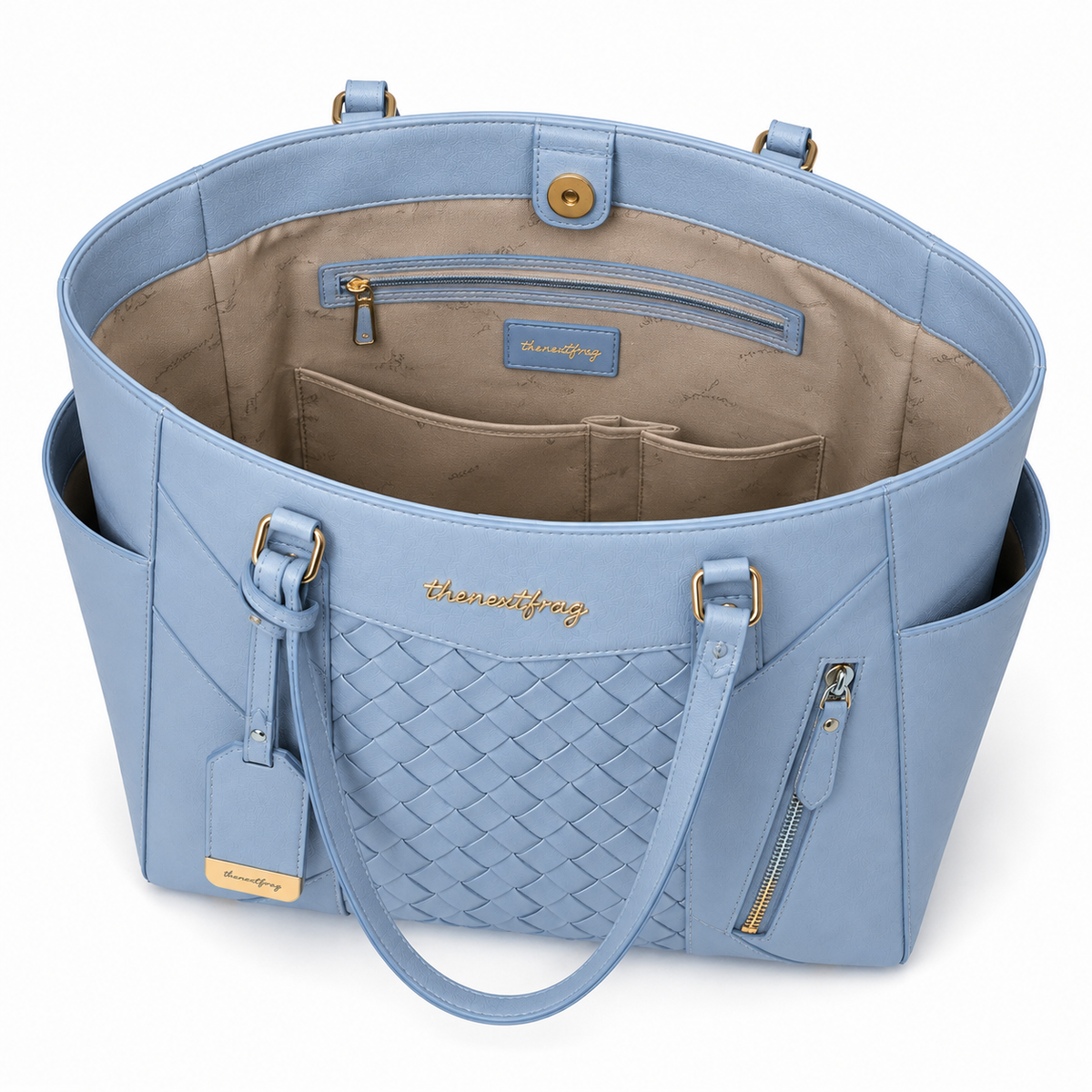 thenextfrag Chevron Quilted Tote Bag – Sky Blue