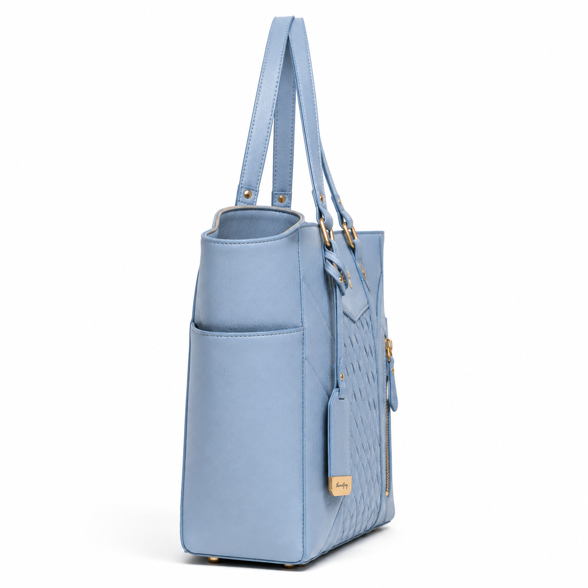 thenextfrag Chevron Quilted Tote Bag – Sky Blue