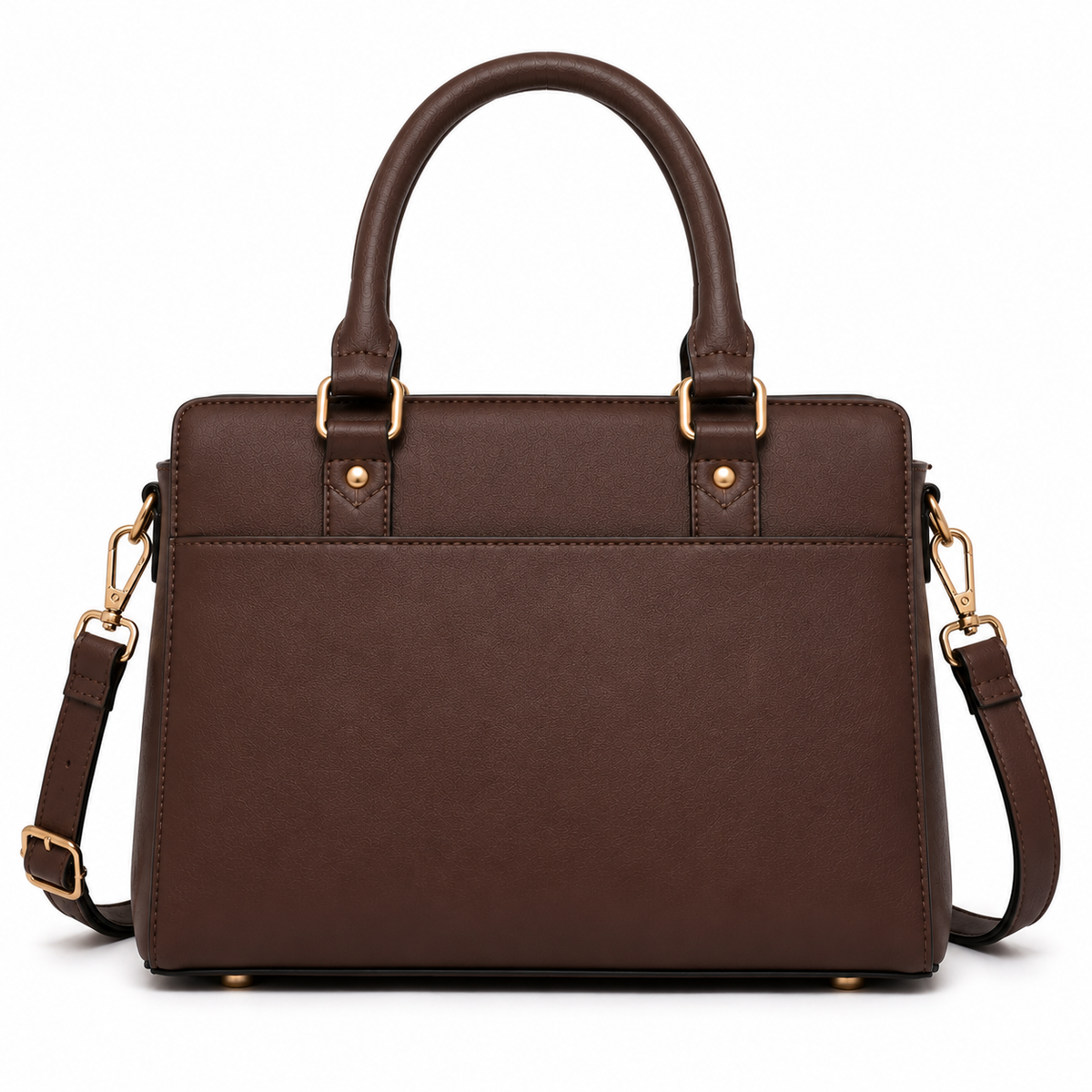 thenextfrag Classic Belted Satchel Handbag – Dark Brown