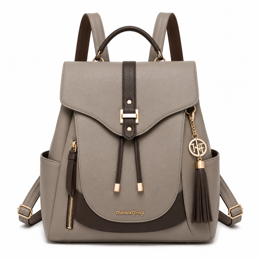 thenextfrag Premium Two-Tone Vegan Leather Backpack Purse