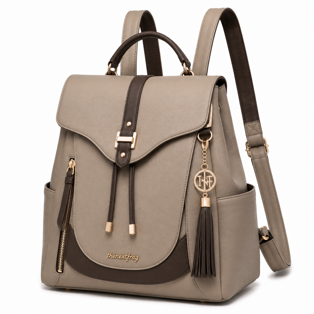 thenextfrag Premium Two-Tone Vegan Leather Backpack Purse
