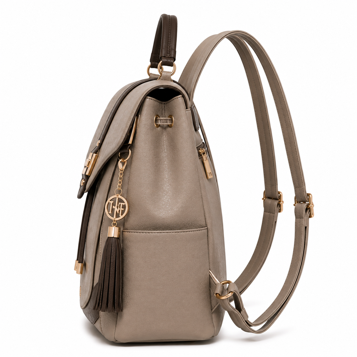 thenextfrag Premium Two-Tone Vegan Leather Backpack Purse