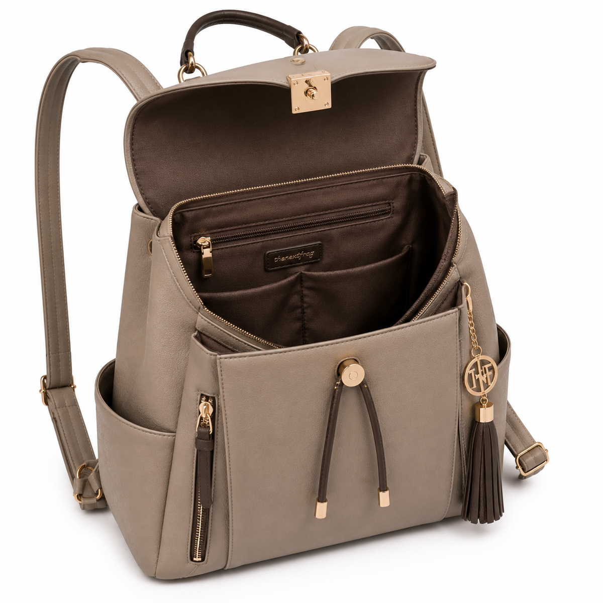 thenextfrag Premium Two-Tone Vegan Leather Backpack Purse