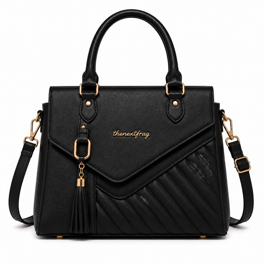 thenextfrag Quilted Flap Satchel Handbag – Classic Black