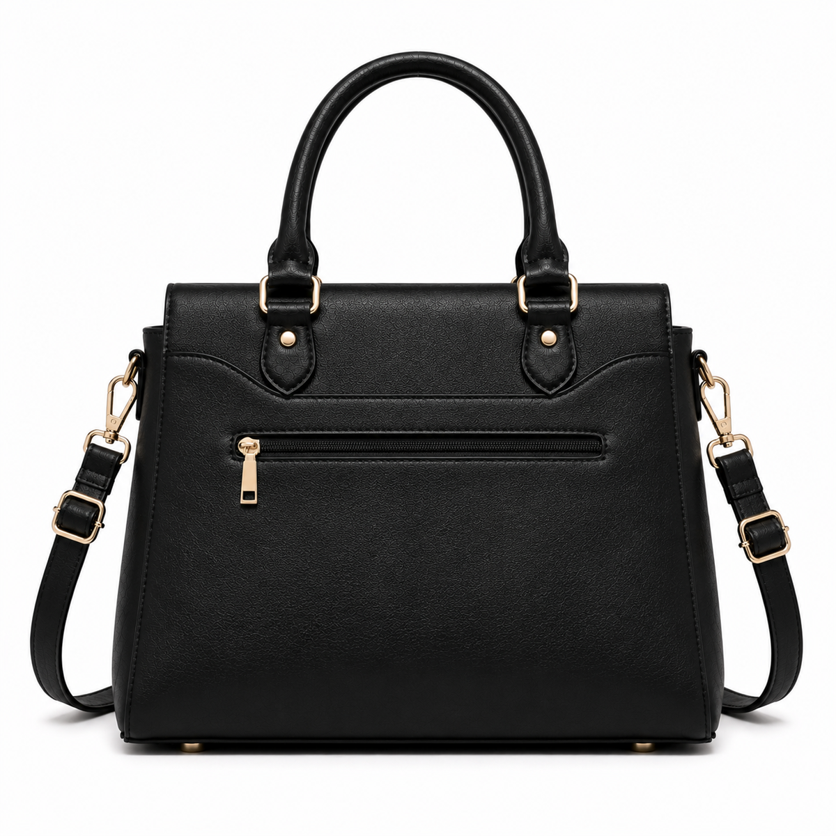 thenextfrag Quilted Flap Satchel Handbag – Classic Black