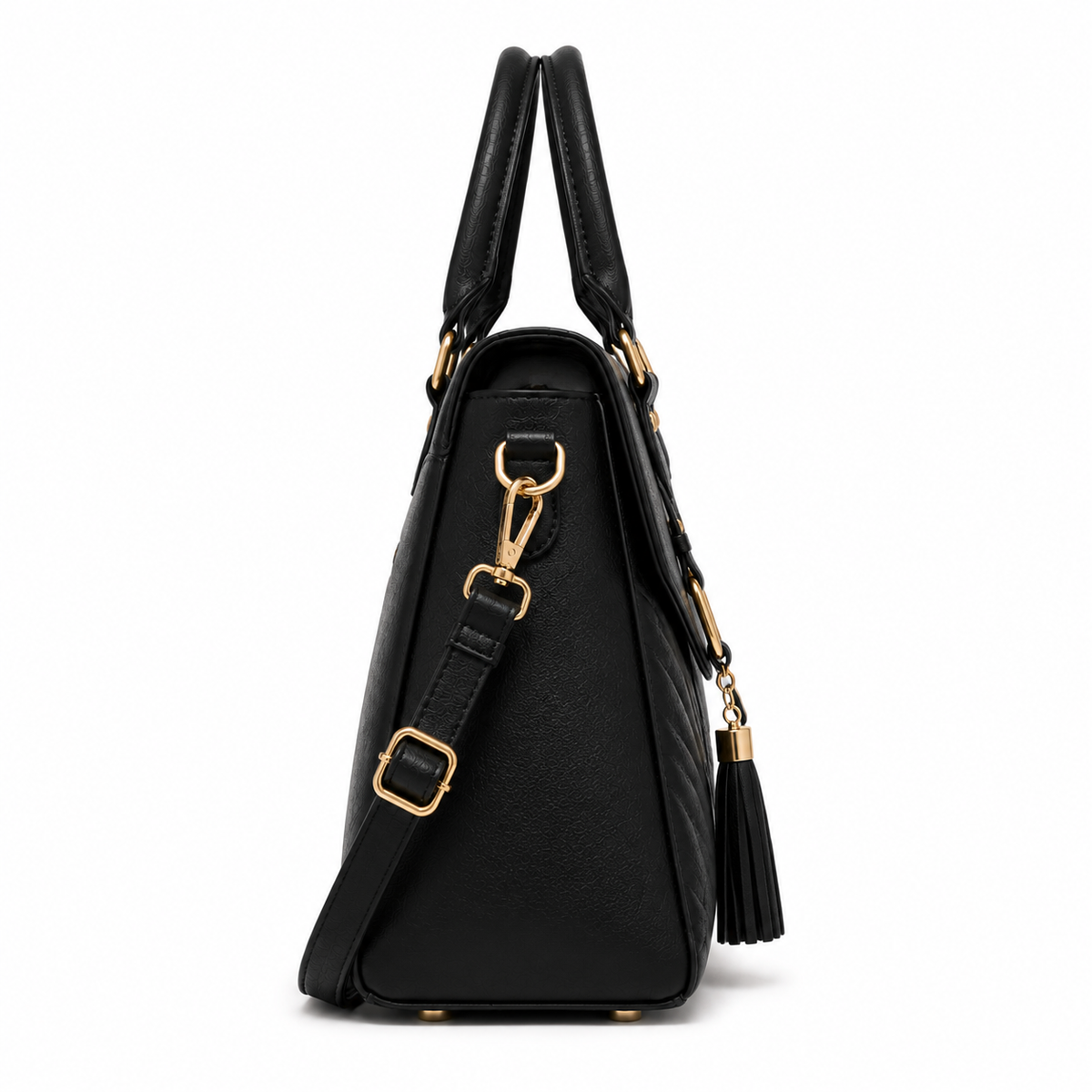thenextfrag Quilted Flap Satchel Handbag – Classic Black