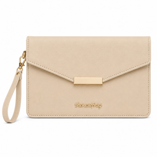 thenextfrag Classic Envelope Wristlet Clutch – Beige