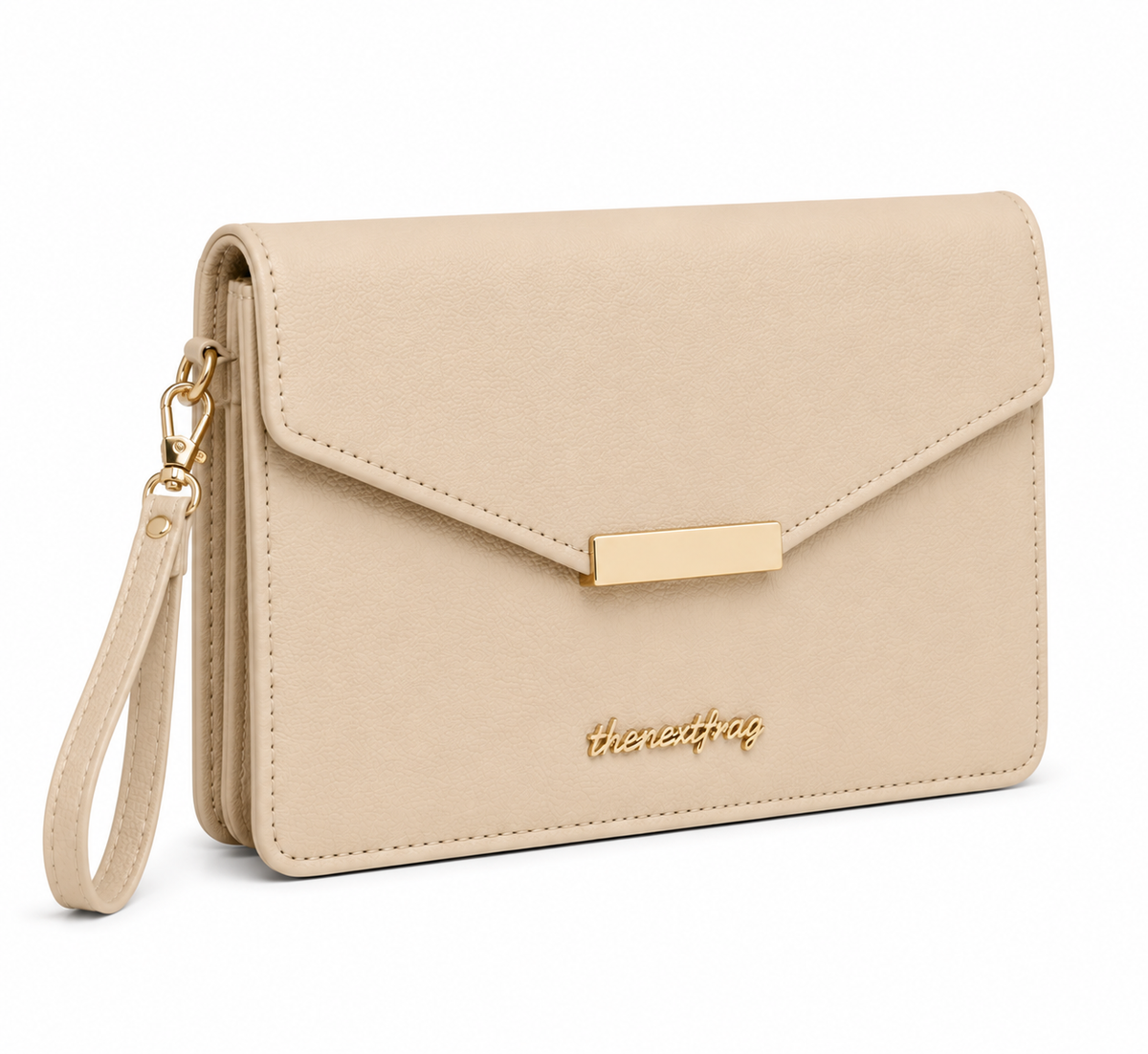 thenextfrag Classic Envelope Wristlet Clutch – Beige