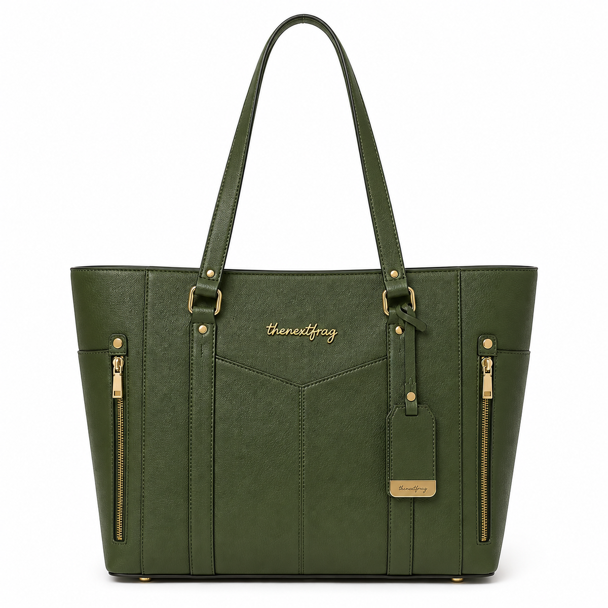 thenextfrag Multi-Pocket Shoulder Tote Bag – Olive Green