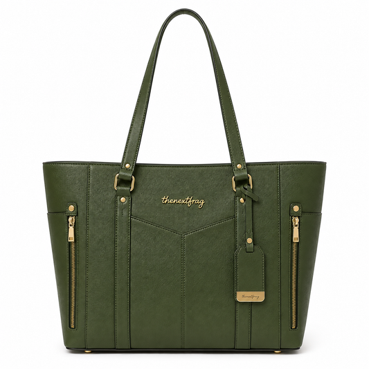 thenextfrag Multi-Pocket Shoulder Tote Bag – Olive Green