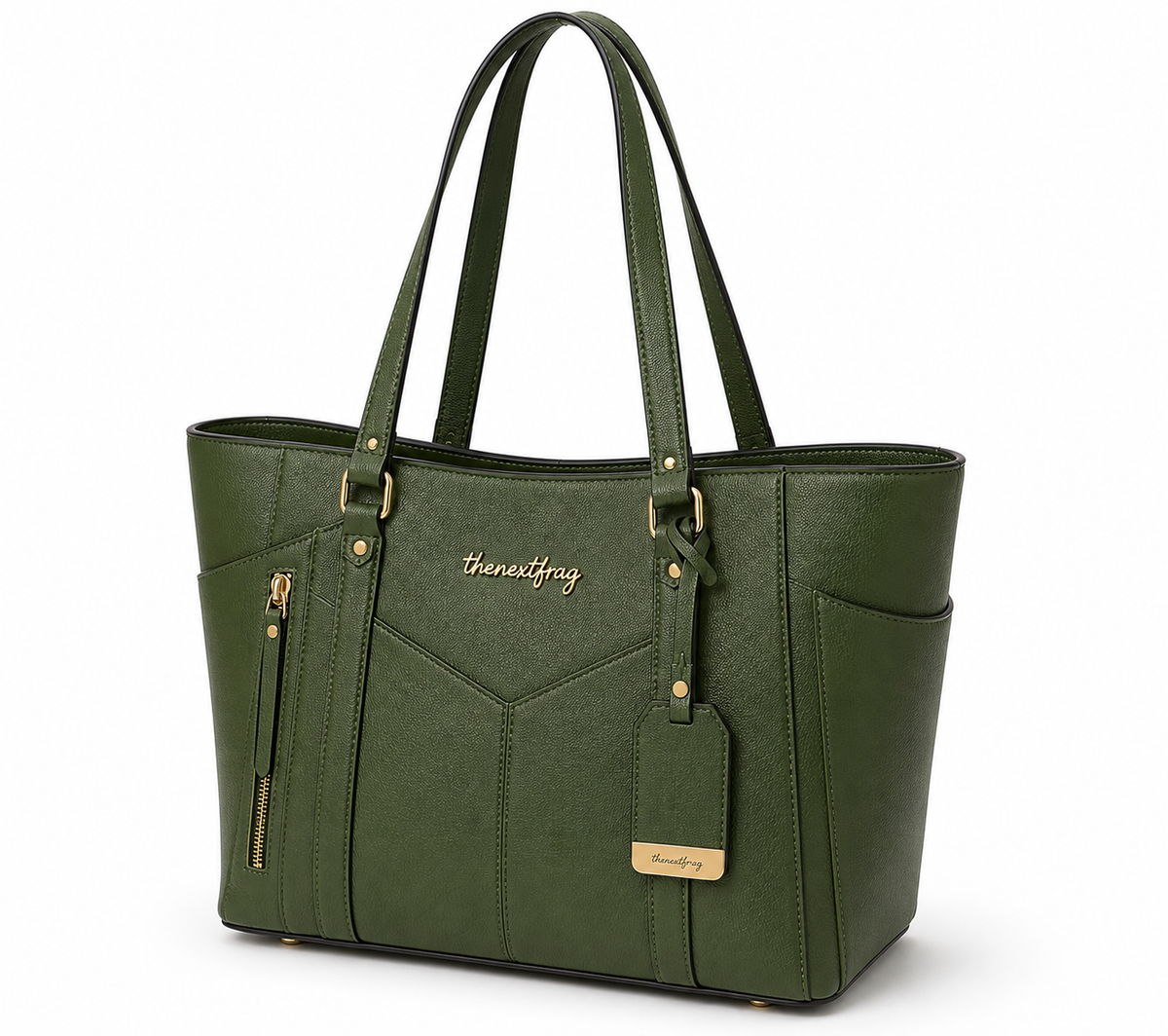 thenextfrag Multi-Pocket Shoulder Tote Bag – Olive Green
